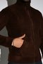 Men's Standard Fit Stand Collar Full Zipper Brown Fleece - 6