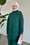Stone Detailed Zippered Emerald Green Scuba Set - 3