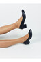 Genuine Leather Black Thick Heel Women's Heeled Shoes in Sizes 36-37-38-39-40 - 5