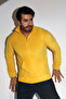 Men's Standard Fit Stand Collar Full Zip Yellow Fleece - 4