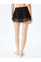 Bow Detailed Lace Mini Tulle Shorts Skirt Pajama Bottoms - 4