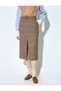 X Selected by Melis Ağazat - Houndstooth Patterned Front Slit Detailed Pocketed Belted Midi Length - 3