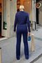 Navy Blue Gio Button Detailed Blouse-Cardigan-Pants 3-Piece Women's Knitwear Set - 5