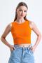 Women's Orange Crew Neck Sleeveless Camisole Tank Top - 3