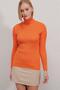 Women's Orange Ribbed Fisherman Knitwear Sweater - 2