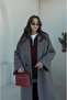 Gray Black Herringbone Patterned Coat - 5
