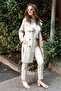 Stone Color 100% Cotton Gabardine Midi (95cm) Lined Belted Women's Trench Coat 1113 - 2