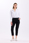 Waist Detailed Elastic High Waist Narrow Leg Ankle Length Women's Fabric Trousers 3333 - 9