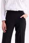 Black Back Elastic High Waist Wide Leg Palazzo Women's Casual Fabric Pants 2345 - 5