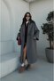 Gray Black Herringbone Patterned Coat