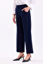 Navy Blue Back Elastic High Waist Wide Leg Palazzo Women's Comfortable Fabric Trousers 2345 - 5
