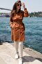Taba 100% Cotton Gabardine Midi (95cm) Lined Belted Women's Trench Coat 1113 - 6