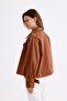 Taba 100% Cotton Gabardine Lined Oversize Wide Fit Women's Crop Short Trench Coat 1122 - 8