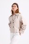Stone Color 100% Cotton Gabardine Lined Oversize Wide Fit Women's Crop Short Trench Coat 1122 - 7