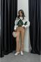 Dark Beige Leather Trousers with Single Button Detail