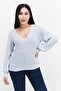 Women V-Neck Knitted Sweater, Sky Blue