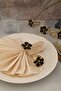 Flower 6-Piece Gold Luxury Napkin Ring, Black Enameled Napkin Ring
