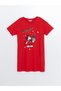 Red Crew Neck Mickey Mouse Printed Women's Nightgown - 5