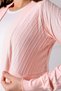 Hummer Women's Soft Textured Jacquard Combed Raglan Long Sleeve Oval Skirt Short Cardigan & Bolero - Salmon - 7