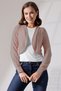 Hummer Women's Soft Textured Jacquard Combed Raglan Long Sleeve Oval Skirt Short Cardigan & Bolero - Mink - 3