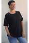 Black Short Sleeve Round Neck Combed Cotton Viscose T-Shirt