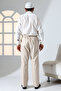 Men's Comfortable Fit Elastic Waist Pocketed Hajj and Umrah Linen Shalwar Trousers - Beige (Krk) - 7