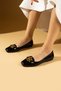 Women's New Season Black Patent Leather Mk Buckle Detailed Comfortable Sole Ballerina Shoes - 2