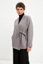 Gray Double Breasted Tie Thin Quilted Jacket - 6