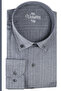 Men's Metallic Gray Long Sleeve Large Size Wide Cut Pocket Shirt