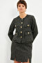 Green Classic Houndstooth Button Detailed Jacket - 3