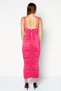 Women Ruched Detail Bodycon Dress, Dark Pink - 4