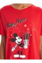 Red Crew Neck Mickey Mouse Printed Women's Nightgown - 3