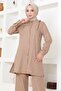 Tan 19224 - Ruffle Detailed Suit Set - 2
