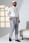 Men's Relaxed Cut Elastic Waist Pocket Pilgrim and Umrah Linen Shalwar Trousers - Gray (Krk) - 2