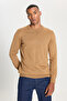 Men's Camel Standard Fit Regular Cut Crew Neck Knitwear Sweater - 3