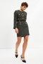 Green Slit Detailed Houndstooth Mini Skirt - 3