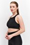 Women Mock Neck Sleeveless Textured Crop Top, Black - 2