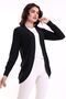 Bumpe Women's Soft Textured Combed Cotton Oval Hem Long Sleeve Knitted Jacquard Stretchy Cardigan & Kaftan - Black - 4