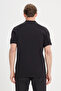Men's Black Slim Fit Narrow Cut Polo Neck 100% Cotton Short Sleeve T-Shirt - 3