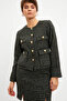 Green Classic Houndstooth Button Detailed Jacket - 6