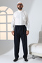 Men's Relaxed Fit Elastic Waist Pocketed Hajj and Umrah Fabric Shalwar Trousers - Navy Blue (Krk) - 2
