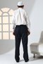 Men's Relaxed Fit Elastic Waist Pocketed Hajj and Umrah Fabric Shalwar Trousers - Navy Blue (Krk) - 7