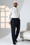 Men's Relaxed Fit Elastic Waist Pocketed Hajj and Umrah Fabric Shalwar Trousers - Navy Blue (Krk) - 3