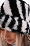 Zebra Patterned Plush Black and White Bucket Hat - 5