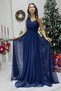 Women's One Shoulder Pleated Flared Evening Dress Navy Blue, Black