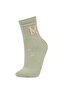 Women's Slogan Printed 5-Piece Cotton Socks D0996Axns - 5