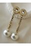 Stoned Dangle Pearl Women's Earrings New Year Earrings Stainless Steel - 2