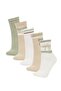 Women's Slogan Printed 5-Piece Cotton Socks D0996Axns