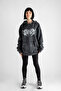 Washed Dusk Printed Oversize Unisex Smoked Hoodie - 2