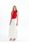 Özmarka New Season Elastic Waist Straight Poplin Women's Skirt